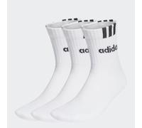 adidas Unisex Kids 3-Stripes Linear Half-Crew Cushioned Socks 3 Pairs, White/Black, 7-8 Years
