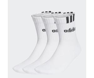 adidas Unisex Kids 3-Stripes Linear Half-Crew Cushioned Socks 3 Pairs, White/Black, 7-8 Years