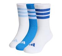 adidas Unisex Kids 3STRIPES CUSHIONED SPORTSWEAR CREW SOCKS 3 PAIR PACK, ray blue/white/glow blue, 3-4 Years