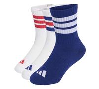 adidas Unisex Kids 3STRIPES CUSHIONED SPORTSWEAR CREW SOCKS 3 PAIR PACK, white/mystery ink/pure ruby, 3-4 Years