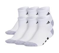 adidas Unisex Kid's Boys Socks, 6-Pack Cushioned Quarter Athletic Fit Above Ankle, Durable Fabric Mid Length, White/Grey/Black, L (Pack of 6)