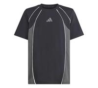 adidas Unisex Kids Color Block T-Shirt, Black/Grey six/White, 7-8 Years