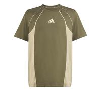adidas Unisex Kids Color Block T-Shirt, Olive strata/Wonder Cargo/Crystal Linen, 15-16 Years