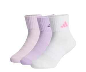 adidas Unisex Kids CUSHIONED SPORTSWEAR ANKLE SOCKS 3 PAIR PACK, powder plum/white/ice lavender, 4-5 Years