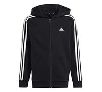 adidas Unisex Kids Essentials 3-Stripes Fleece Full-Zip Hoodie, Black/White, 11-12 Years