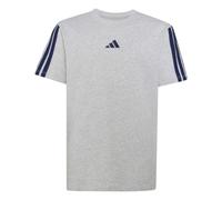 adidas Unisex Kids Essentials 3 Stripes Shirt, Light Grey Heather/Dark Blue, 9-10 Years