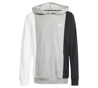 adidas Unisex Kids Essentials Colorblock Hoodie Kids, Medium Grey Heather/White/Black, 13-14 Years