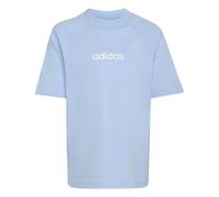 adidas Unisex Kids Essentials Linear Logo Shirt, Glow Blue/White, 5-6 Years