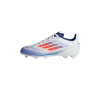 adidas Unisex Kids F50 League Football Boots Firm Ground, Cloud White/Solar Red/Lucid Blue, 1 UK