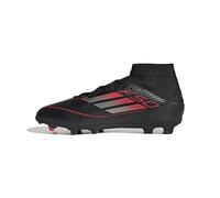 adidas F50 League MID Football Boots FG/MG Kids, Core Black/Iron Metallic/Lucid Red, 1 UK Child