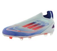 adidas Unisex Kids F50 League Slip On Firm Sneakers with Soccer Cleats (Little Kid/Big Kid), White Cloud Red Solar Light Blue, 11.5 UK