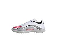 adidas Unisex Kids F50 Messi League Turf Football Boots Kids, Cloud White/Lucid Red/Silver Metallic, 1.5 UK
