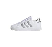 adidas Unisex Kids Grand Court Lifestyle Tennis Lace-Up Shoes, White / Matte Silver / Matte Silver, 4 UK