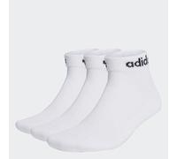 adidas Unisex Linear Ankle Cushioned Socks 3 Pairs, White/Black, 6.5-8