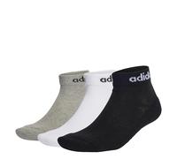 adidas Unisex Kids Linear Ankle Cushioned Socks 3 Pairs, Medium Grey Heather/White/Black, 6-7 Years