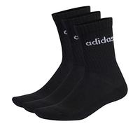 adidas Unisex Kids Linear Crew Cushioned Socks 3 Pairs, Black / White, 5-6 Years