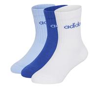 adidas Unisex Kids Linear Kids Crew 3 Pairs Per Pack Socks Socks, white/team royal blue/glow blue, 6-7 Years