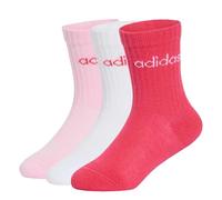 adidas Unisex Kids Linear Kids Crew 3 Pairs Per Pack Socks Socks, white/team royal blue/glow blue, XS