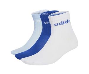 adidas Unisex Kids LINEAR KIDS CREW 3 PAIRS PER PACK SOCKS, white/glow blue/team royal blue, 2.5-4