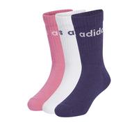 adidas Unisex Kids LINEAR KIDS CREW 3 PAIRS PER PACK SOCKS, white/pink fusion/aurora plum, 2.5-4