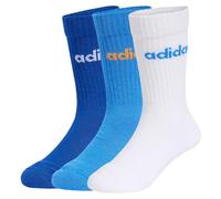 adidas Unisex Kids LINEAR KIDS CREW 3 PAIRS PER PACK SOCKS, white/ray blue/team royal blue, 3-4 Years