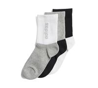 adidas Unisex Kids LINEAR KIDS CREW SOCKS 3PP, black/white/medium grey heather, 3-4 Years