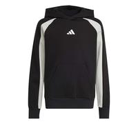 adidas Unisex Kids SEASONAL ESSENTIALS COLORBLOCK FLEECE HOODIE, black/wonder silver/white, 13-14 Years