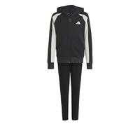 adidas Unisex Kids SEASONAL ESSENTIALS COLORBLOCK FLEECE TRACKSUIT, black/wonder silver/white, 15-16 Years