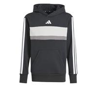 adidas Unisex Kids SEASONAL ESSENTIALS TIBERIO 3 STRIPES FLEECE HOODIE, black/white/grey two, 7-8 Years