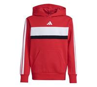 adidas Unisex Kids Seasonal Essentials Tiberio 3 Stripes Fleece Hoodie Sweatshirt, pure ruby/white, 7-8 Years