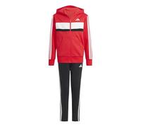 adidas Unisex Kids SEASONAL ESSENTIALS TIBERIO 3 STRIPES FLEECE TRACKSUIT, pure ruby/white, 7-8 Years