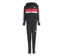 adidas Unisex Kids SEASONAL ESSENTIALS TIBERIO 3 STRIPES FRENCH TERRY TRACKSUIT, black/white/ruby, 11-12 Years