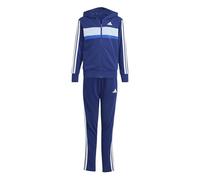 adidas Unisex Kids SEASONAL ESSENTIALS TIBERIO 3 STRIPES FRENCH TERRY TRACKSUIT, dark blue/white/glow blue, 9-10 Years