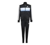 adidas Unisex Kids SEASONAL ESSENTIALS TIBERIO 3 STRIPES TRICOT TRACKSUIT, black/glow blue/blue fusion/white, 13-14 Years