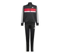 adidas Unisex Kids SEASONAL ESSENTIALS TIBERIO 3 STRIPES TRICOT TRACKSUIT, black/white/pure ruby, 11-12 Years