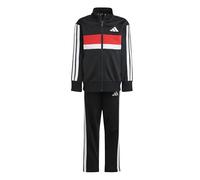 adidas Unisex Kids SEASONAL ESSENTIALS TIBERIO 3 STRIPES TRICOT TRACKSUIT, black/white/pure ruby, 5-6 Years