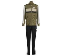 adidas Unisex Kids SEASONAL ESSENTIALS TIBERIO 3 STRIPES TRICOT TRACKSUIT, olive strata/white, 15-16 Years