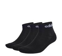 adidas Unisex Kids Think Linear Ankle Socks 3 Pairs, Black / White, 5-6 Years