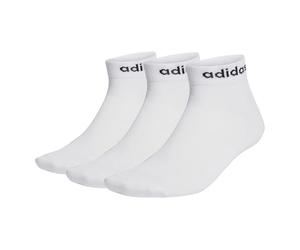 adidas Unisex Kids Think Linear Ankle Socks 3 Pairs, White/Black, 5-6 Years