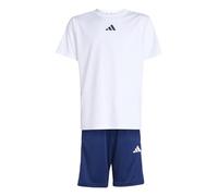 adidas Unisex Kids TRAIN ESSENTIALS 3-STRIPES T-SHIRT SET, white/dark blue, 11-12 Years