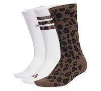 adidas Unisex Leo Graphic Socks 3 Pair Pack, earth strata/shadow brown/white, 6.5-8
