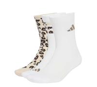adidas Unisex Leo Graphic Socks 3 Pair Pack Socks, Crystal Linen/Khaki Six/dark brown, S