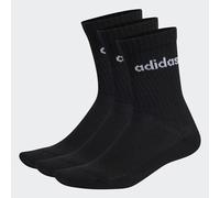 adidas Unisex Linear Crew Cushioned Socks 3 Pairs, Black/White, 8.5-10