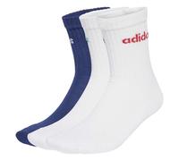 adidas Unisex Linear Crew Cushioned Socks 3 Pairs, Dark Blue/White/White, 5-6 Years