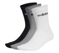 adidas Sportswear Unisex 3 Pack Cushioned Linear Crew Socks - White/Grey, Multi, Size Xl, Men Print