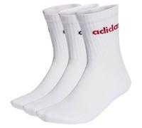 adidas Unisex Linear Crew Cushioned Socks 3 Pairs, white/dark blue/active maroon/olive strata, 10.5-12.5