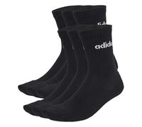adidas Unisex LINEAR CREW SOCKS CUSHIONED SOCKS 6 PAIR PACK, Black/White, 2.5-4