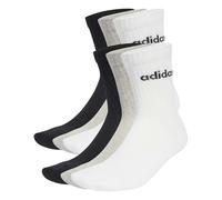 adidas Unisex LINEAR CREW SOCKS CUSHIONED SOCKS 6 PAIR PACK, Medium Grey Heather/White/Black, 10.5-12.5