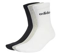 adidas Unisex LINEAR CREW SOCKS CUSHIONED SOCKS 6 PAIR PACK, Medium Grey Heather/White/Black, 4.5-6