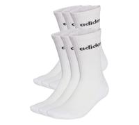 adidas Unisex LINEAR CREW SOCKS CUSHIONED SOCKS 6 PAIR PACK, White/Black, 2.5-4